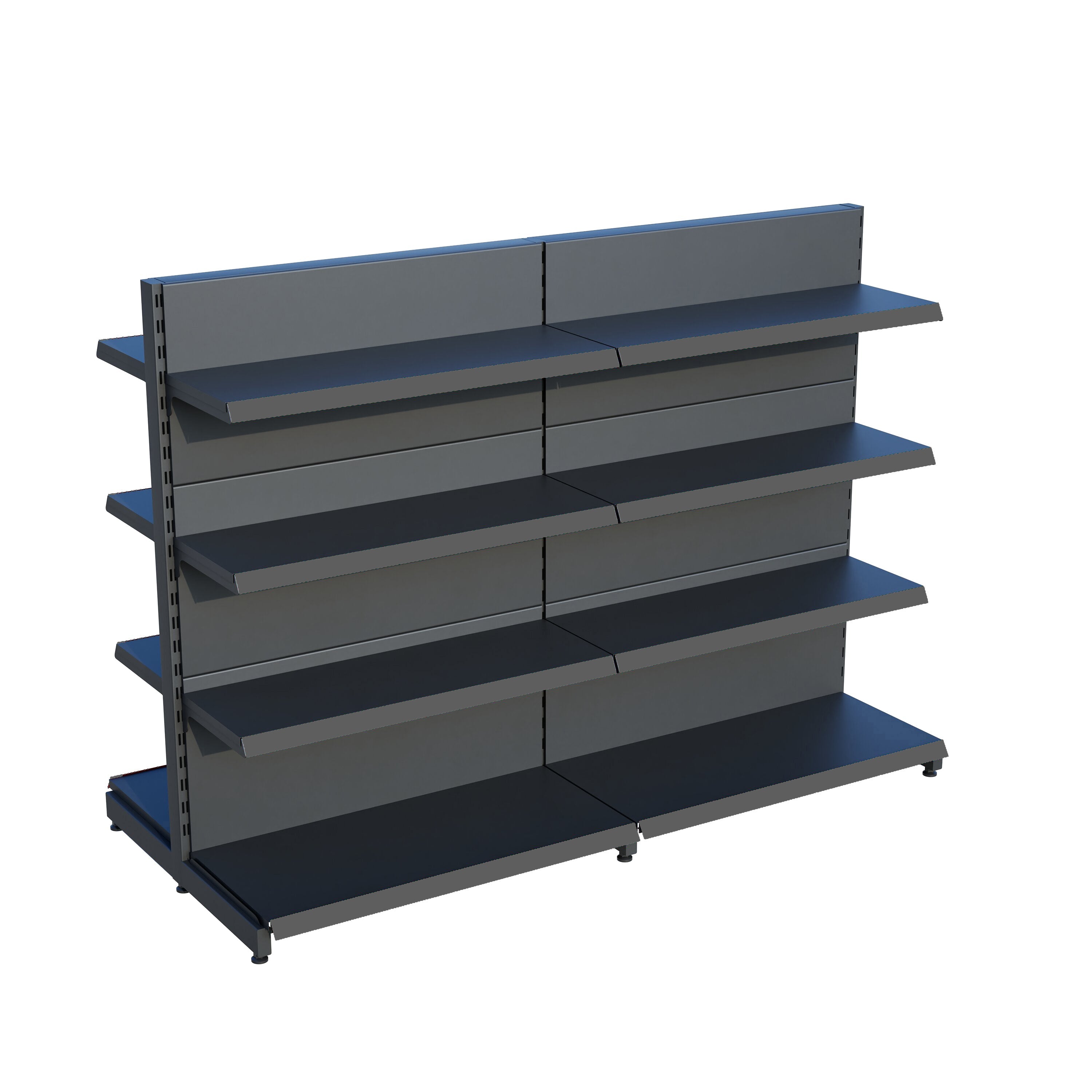 Antrasit Çift Yönlü Orta Reyon Market RafıD30CMxG200CMxH140CM