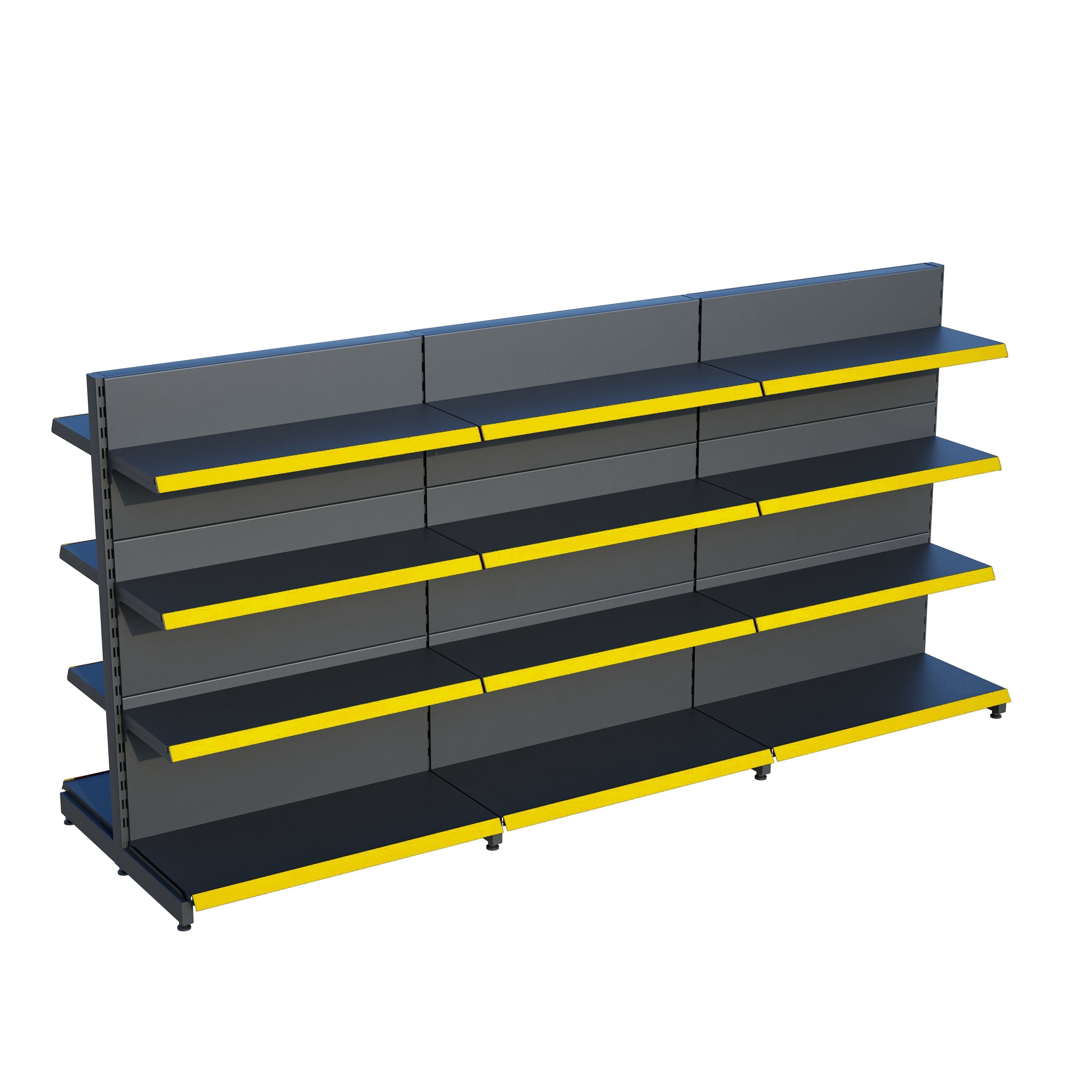 Antrasit Çift Yönlü Orta Reyon Market RafıD30CMxG240CMxH140CM