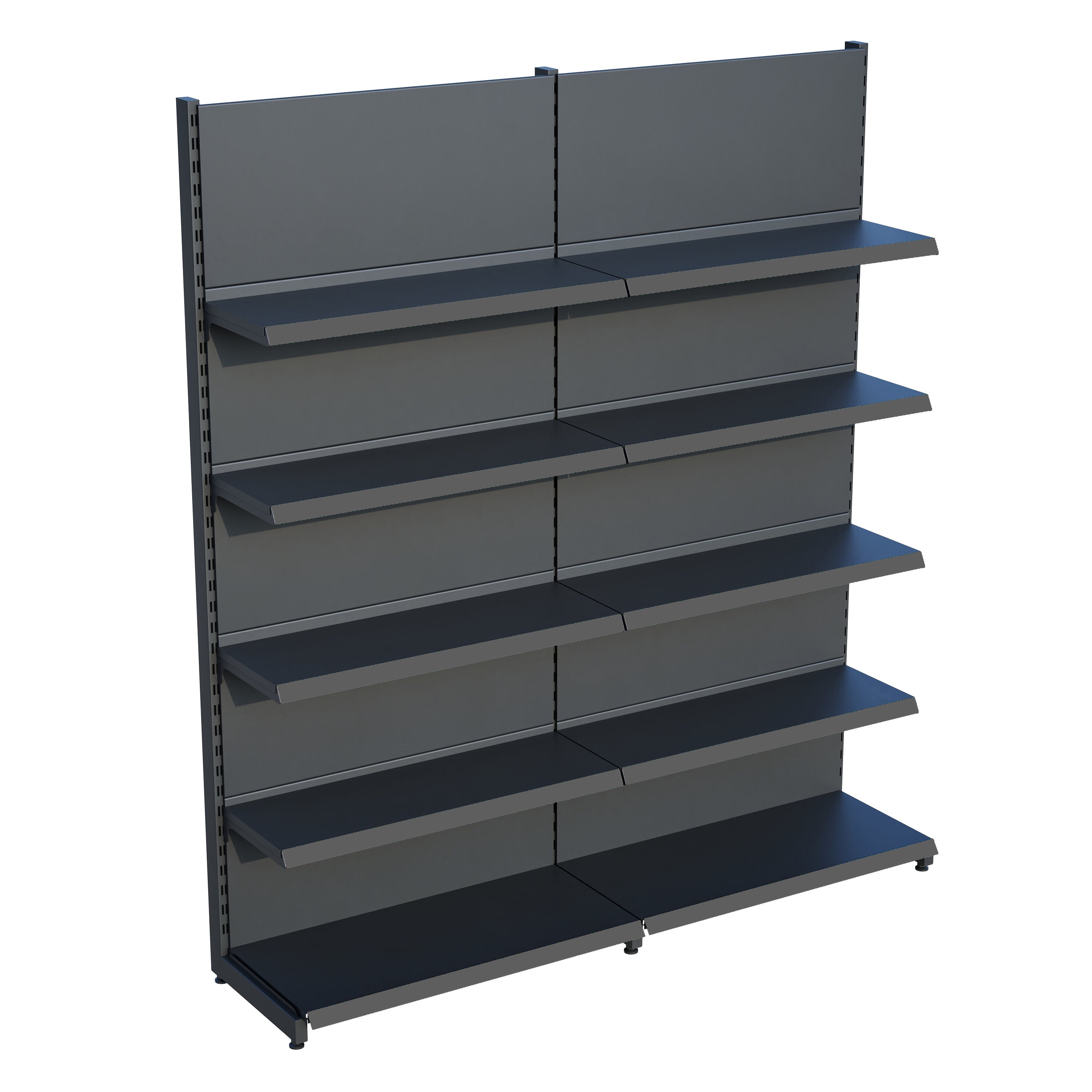 Antrasit Market Petshop Kırtasiye Rafı Duvar Ünitesi D30CMxG120CMxH220CM Antrasit Market Raf Sistemi