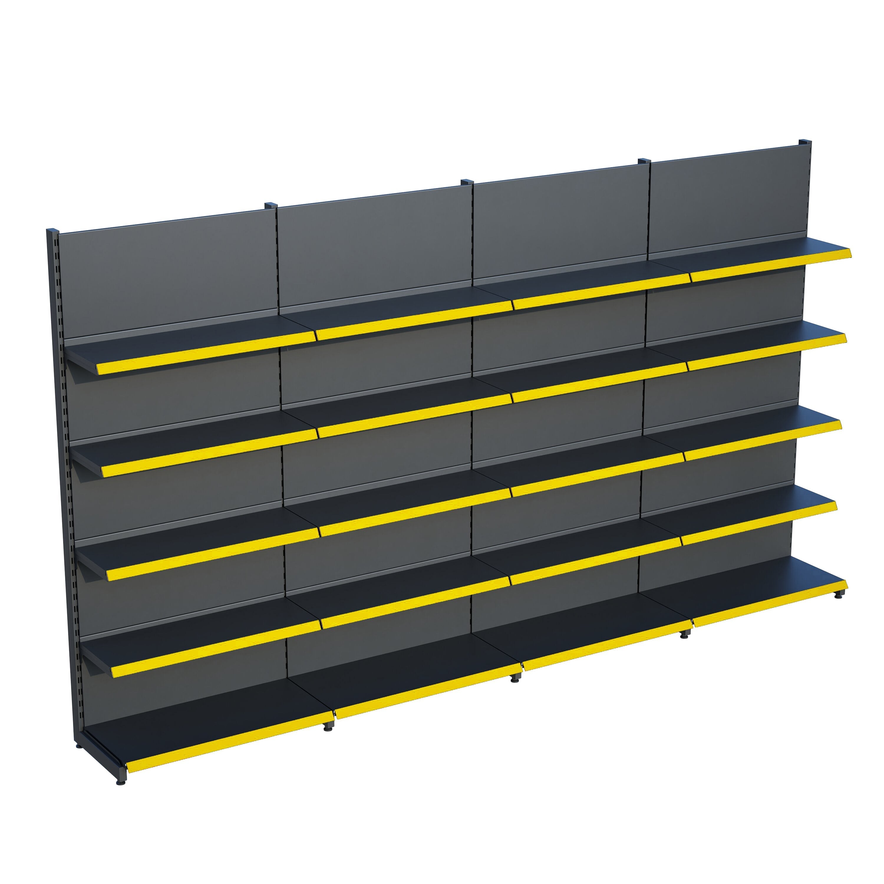 Antrasit Market Petshop Kırtasiye Rafı Duvar Ünitesi D30CMxG280CMxH220CM Antrasit Market Raf Sistemi