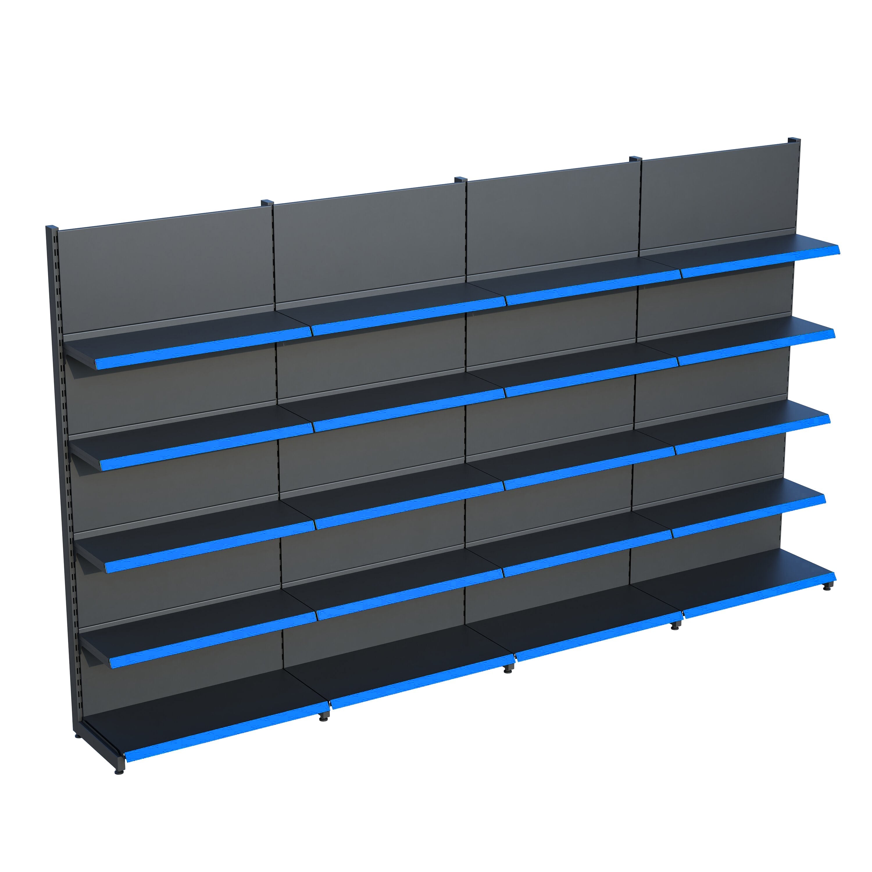 Antrasit Market Petshop Kırtasiye Rafı Duvar Ünitesi D30CMxG280CMxH220CM Antrasit Market Raf Sistemi