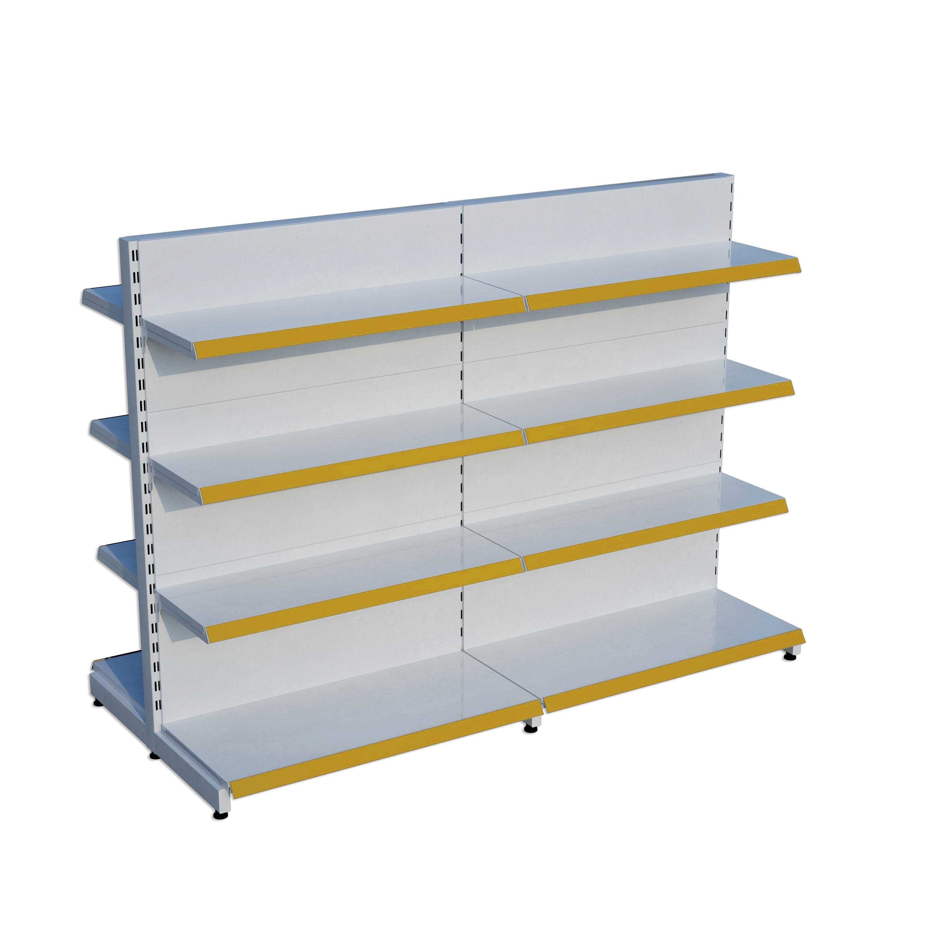 Beyaz Çift Yönlü Orta Reyon Market RafıD30CMxG120CMxH140CM