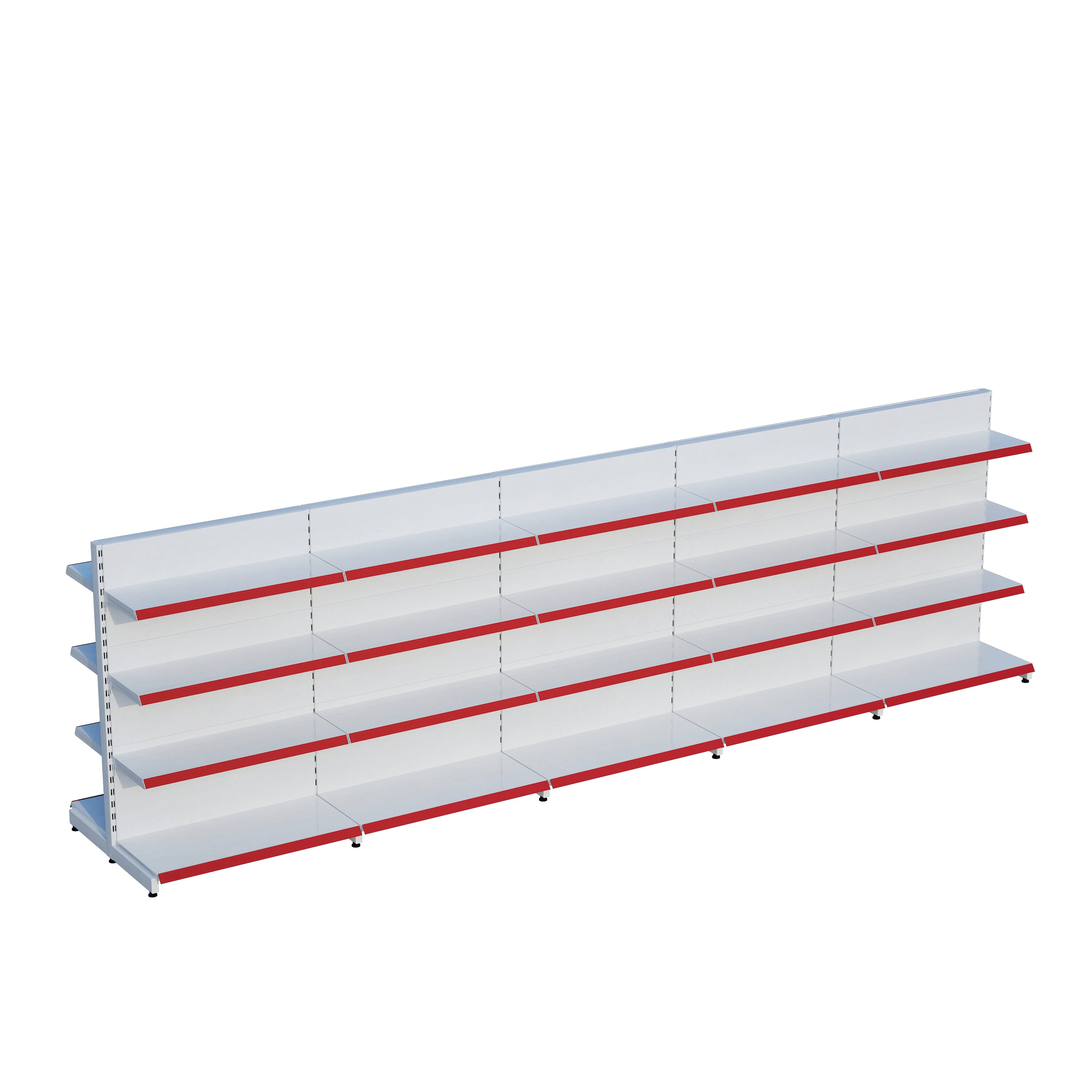 Beyaz Çift Yönlü Orta Reyon Market RafıD30CMxG300CMxH140CM