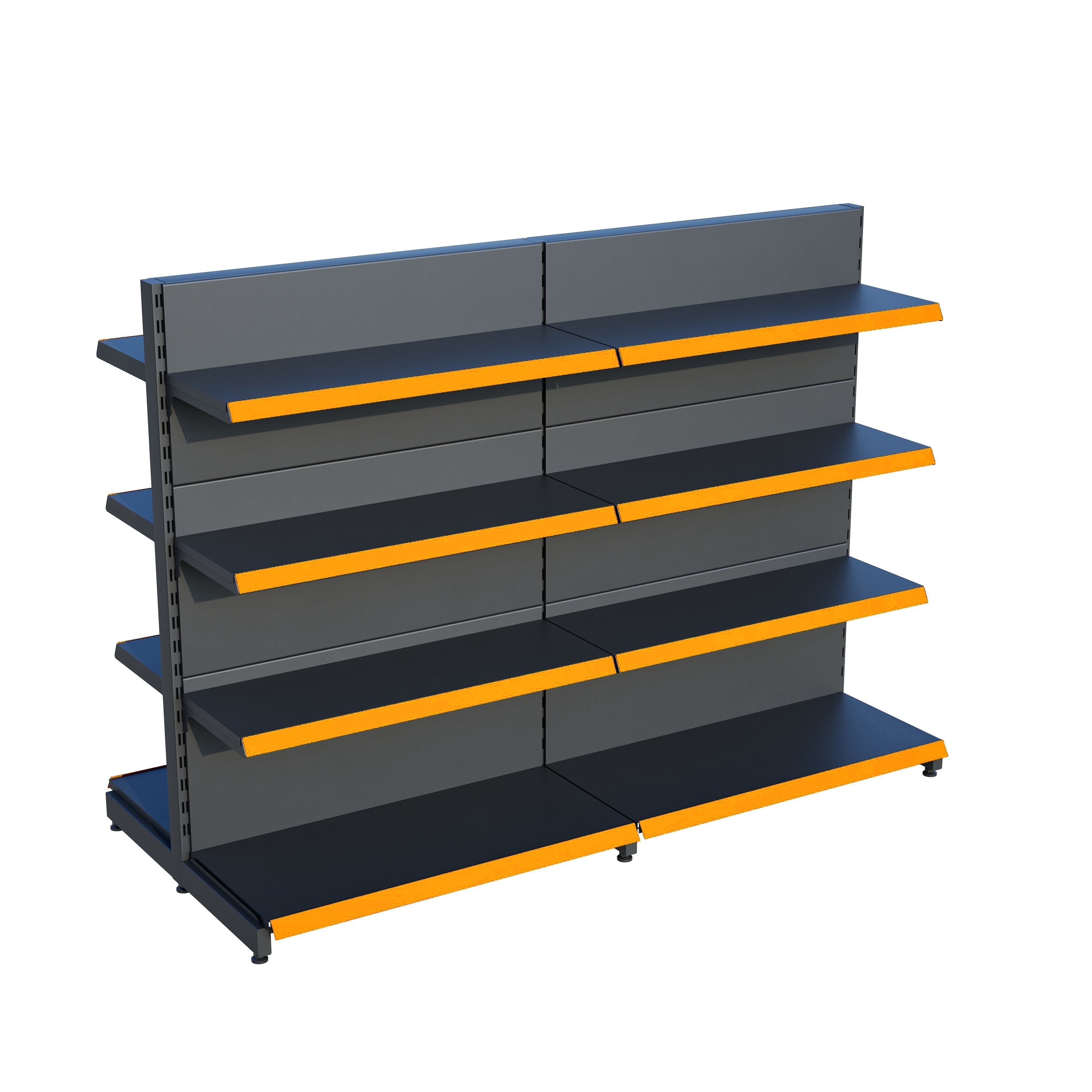 Antrasit Çift Yönlü Orta Reyon Market RafıD30CMxG140CMxH140CM