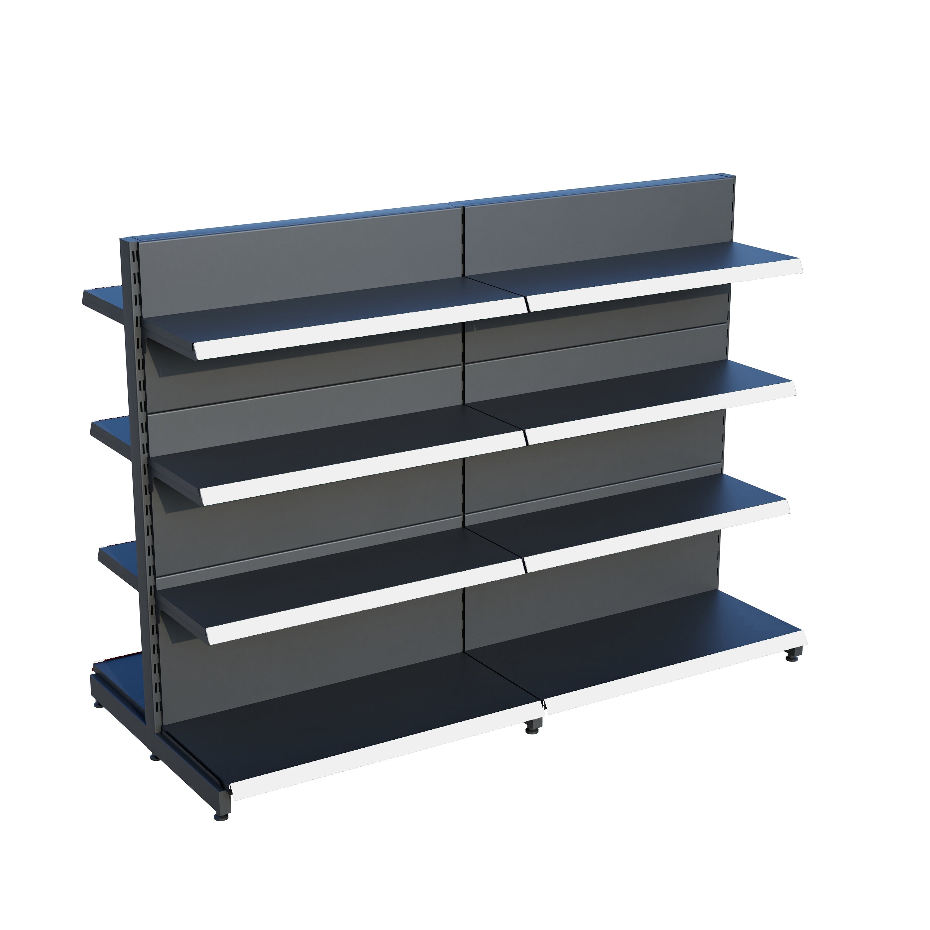 Antrasit Çift Yönlü Orta Reyon Market RafıD30CMxG160CMxH140CM