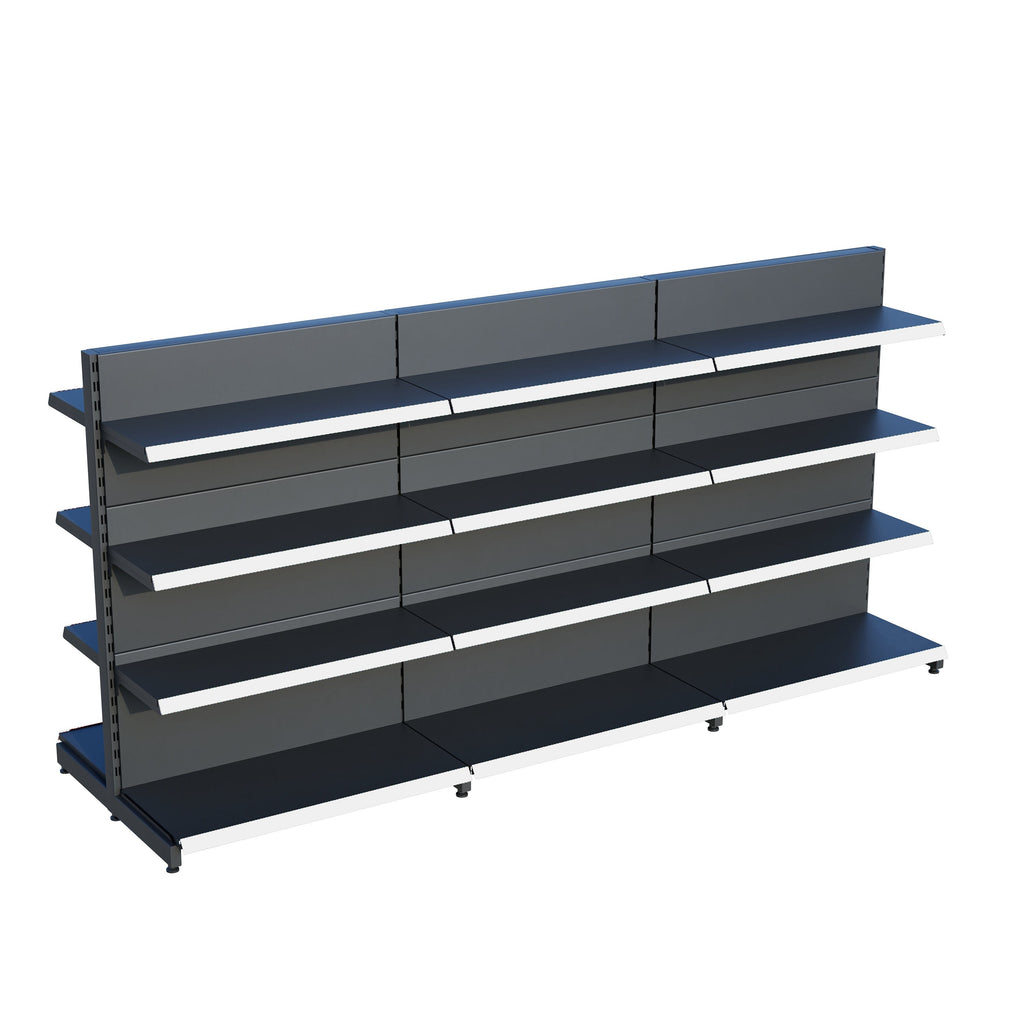 Antrasit Çift Yönlü Orta Reyon Market RafıD30CMxG210CMxH140CM