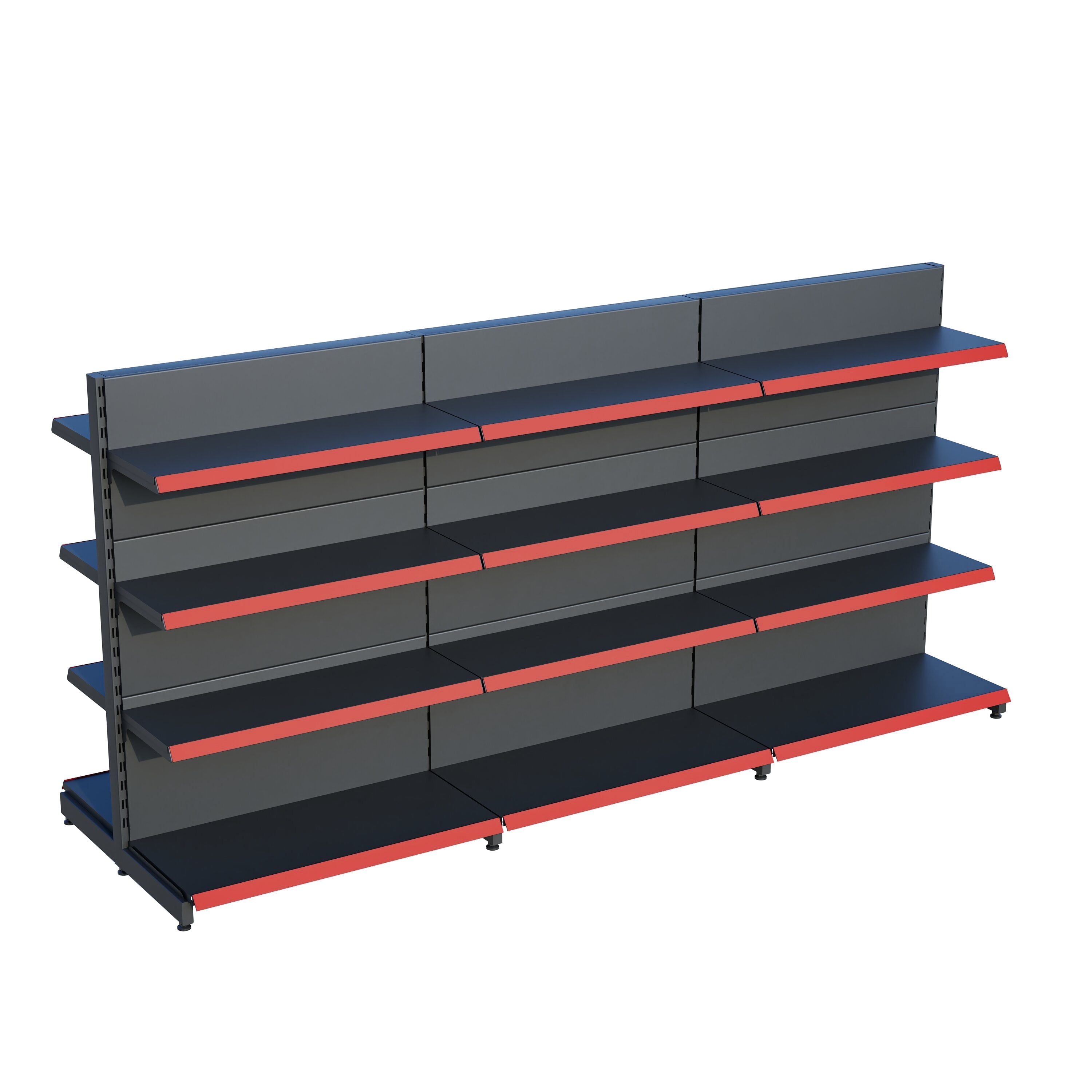 Antrasit Çift Yönlü Orta Reyon Market RafıD30CMxG300CMxH140CM