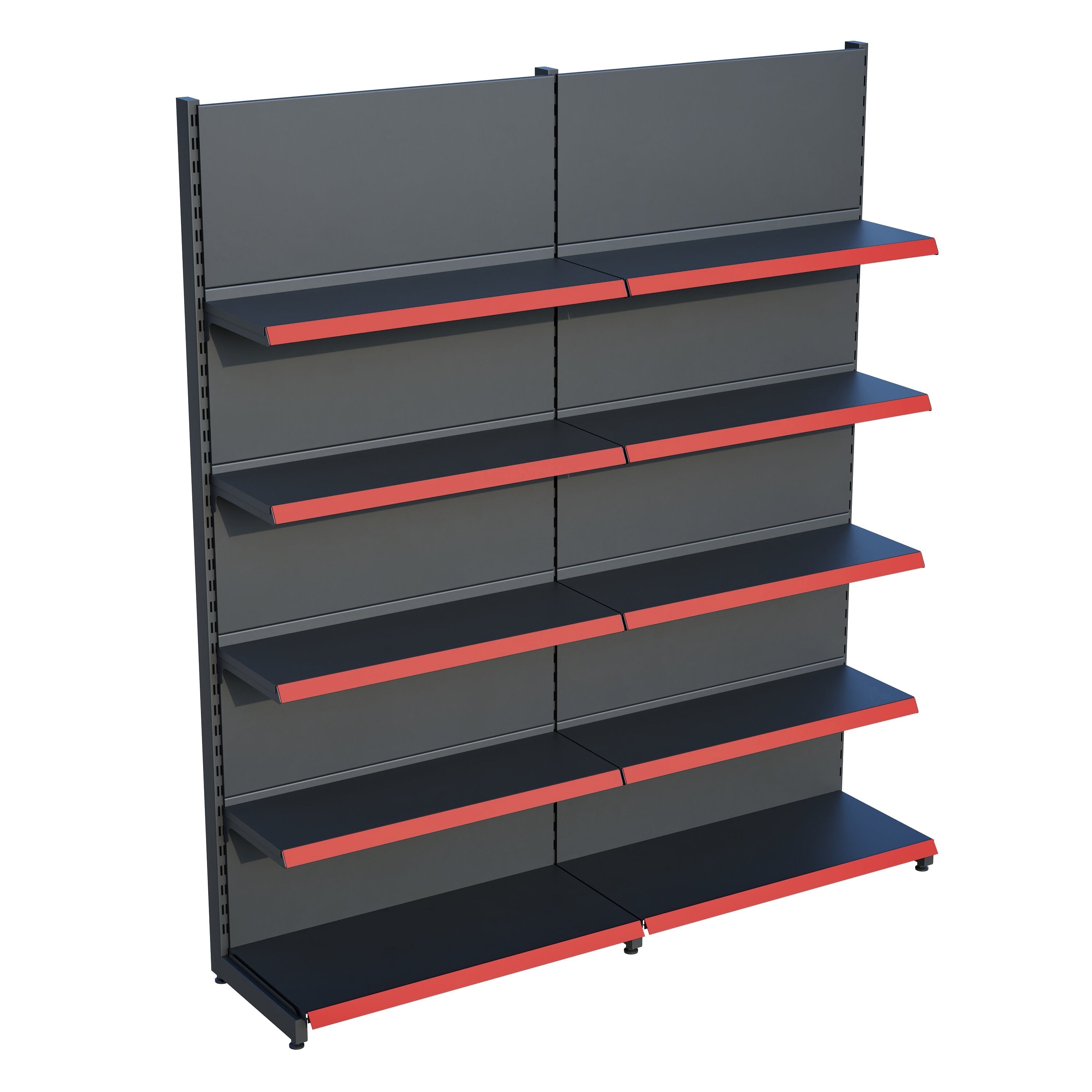 Antrasit Market Petshop Kırtasiye Rafı Duvar Ünitesi D30CMxG120CMxH220CM Antrasit Market Raf Sistemi