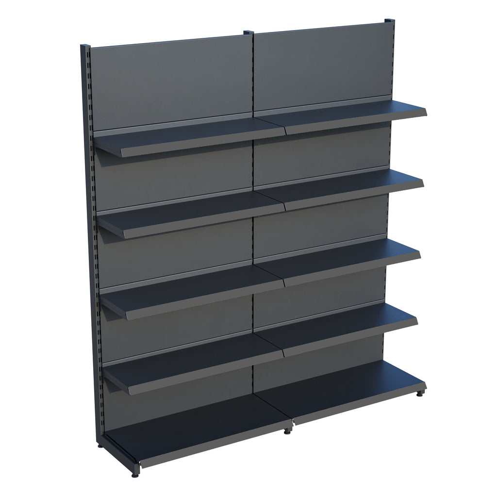 Antrasit Market Petshop Kırtasiye Rafı Duvar Ünitesi D30CMxG120CMxH220CM Antrasit Market Raf Sistemi