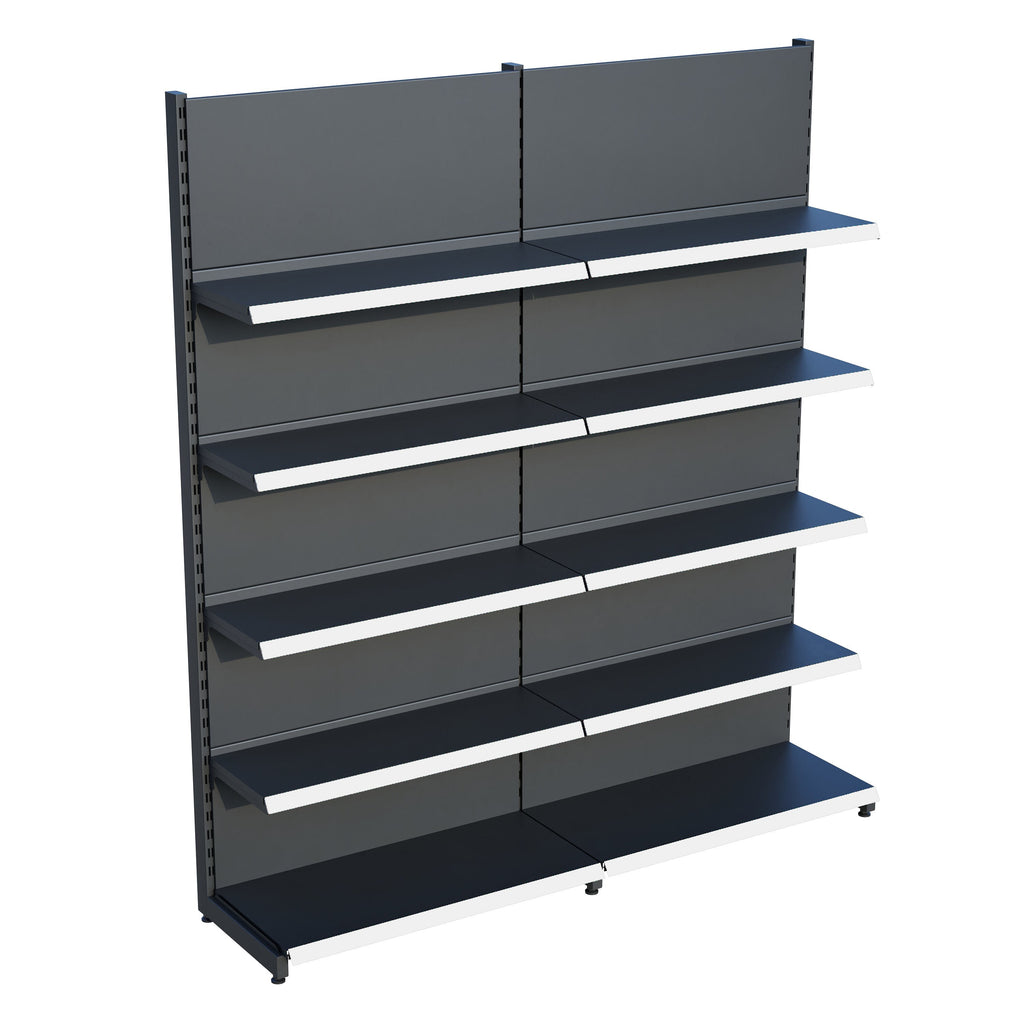 Antrasit Market Petshop Kırtasiye Rafı Duvar Ünitesi D30CMxG120CMxH220CM Antrasit Market Raf Sistemi