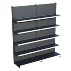 Antrasit Market Petshop Kırtasiye Rafı Duvar Ünitesi D30CMxG140CMxH220CM Antrasit Market Raf Sistemi