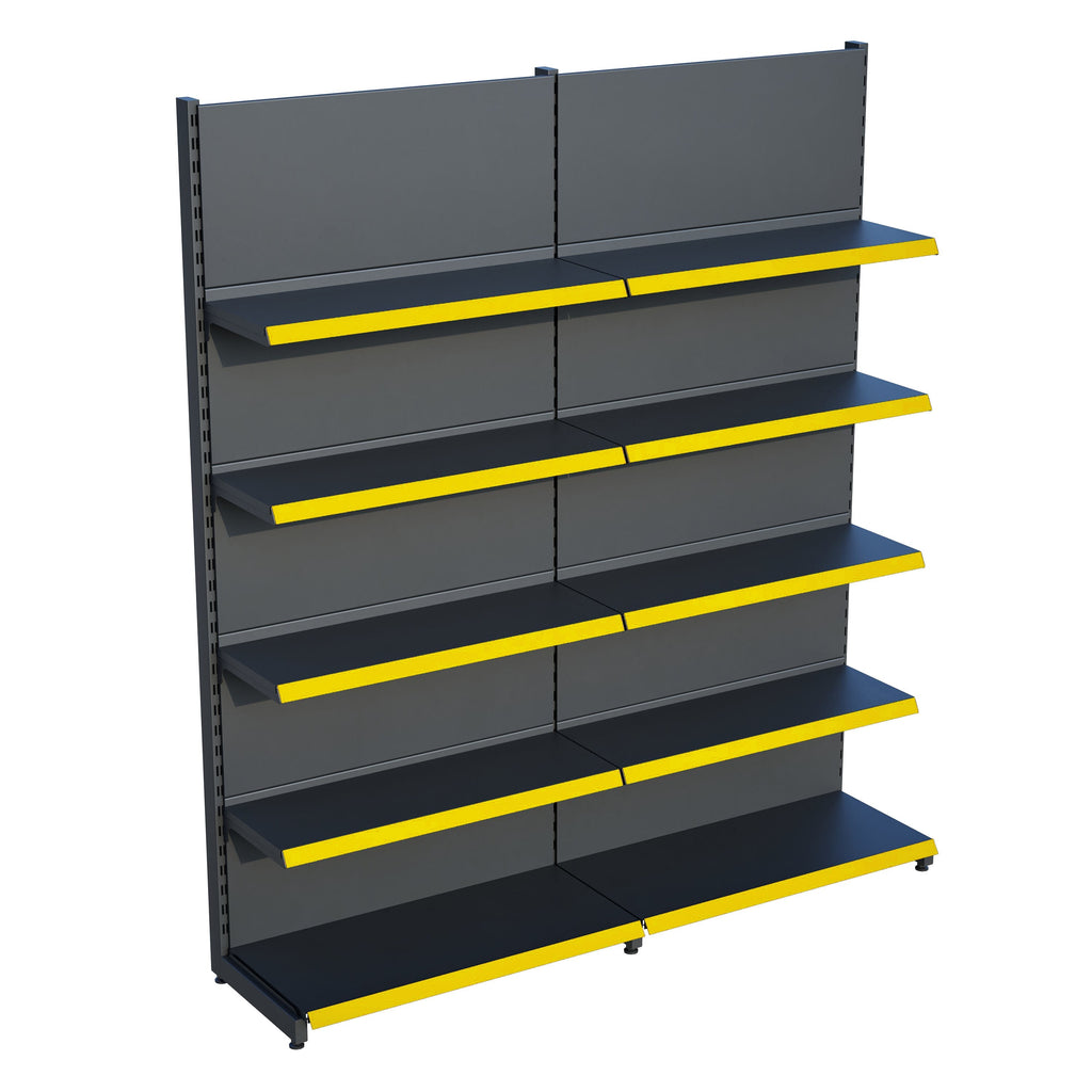 Antrasit Market Petshop Kırtasiye Rafı Duvar Ünitesi D30CMxG160CMxH220CM Antrasit Market Raf Sistemi