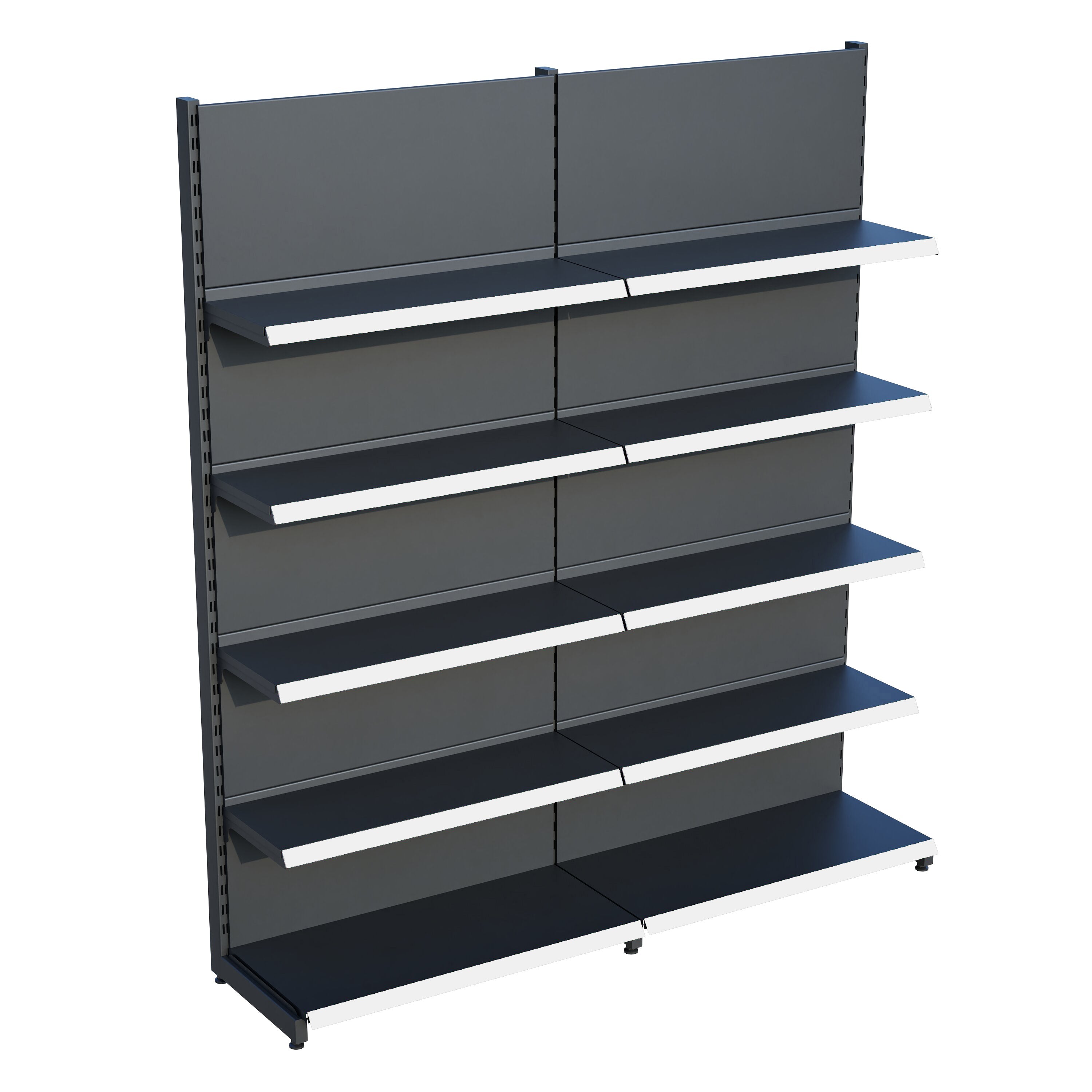 Antrasit Market Petshop Kırtasiye Rafı Duvar Ünitesi D30CMxG160CMxH220CM Antrasit Market Raf Sistemi