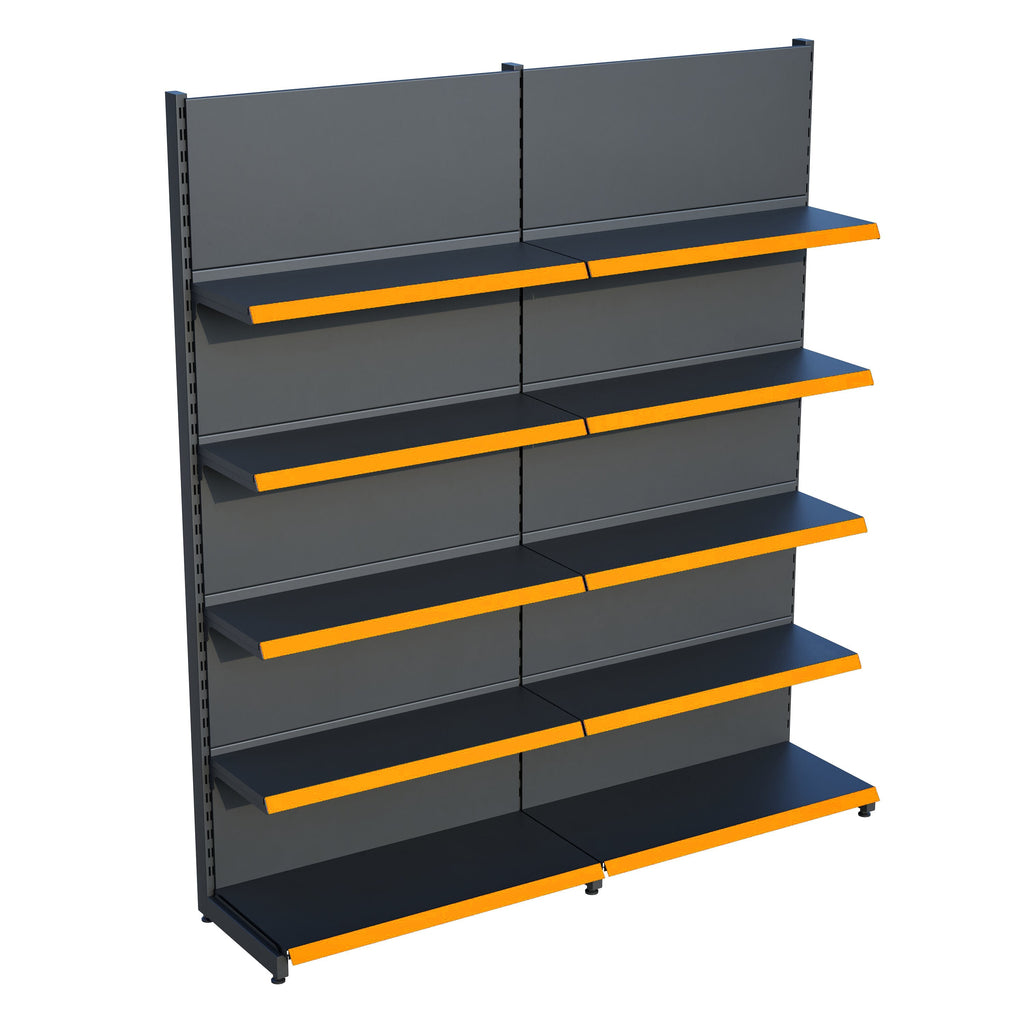 Antrasit Market Petshop Kırtasiye Rafı Duvar Ünitesi D30CMxG200CMxH220CM Antrasit Market Raf Sistemi