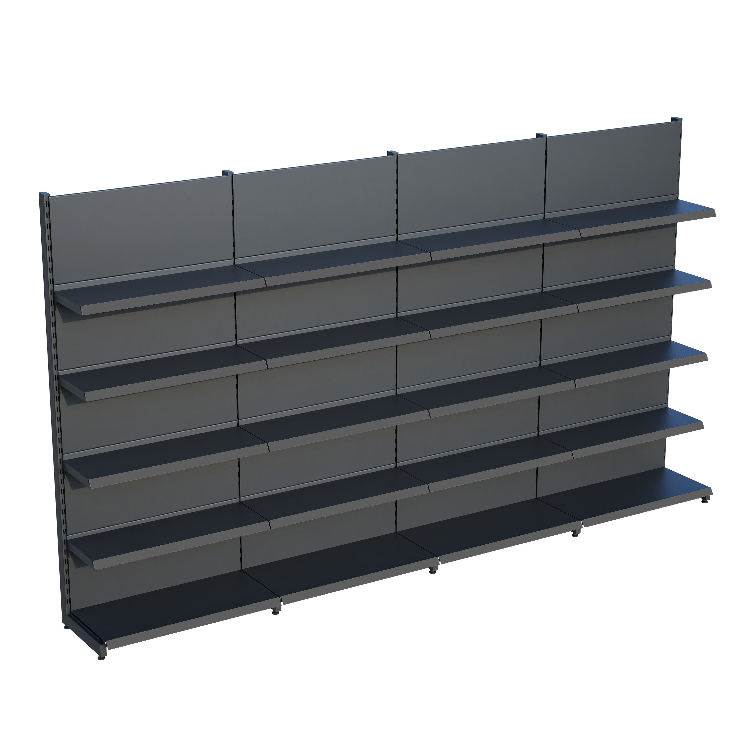 Antrasit Market Petshop Kırtasiye Rafı Duvar Ünitesi D30CMxG240CMxH220CM Antrasit Market Raf Sistemi