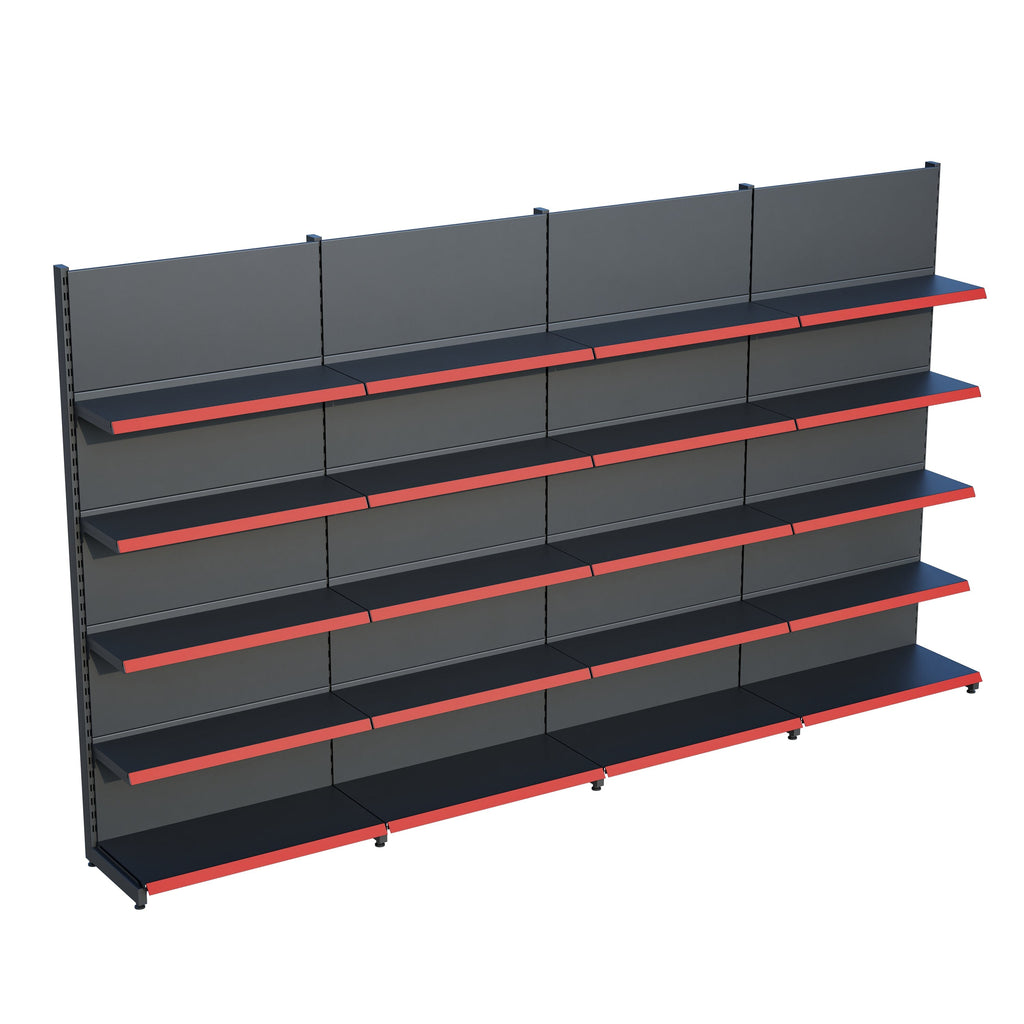 Antrasit Market Petshop Kırtasiye Rafı Duvar Ünitesi D30CMxG280CMxH220CM Antrasit Market Raf Sistemi