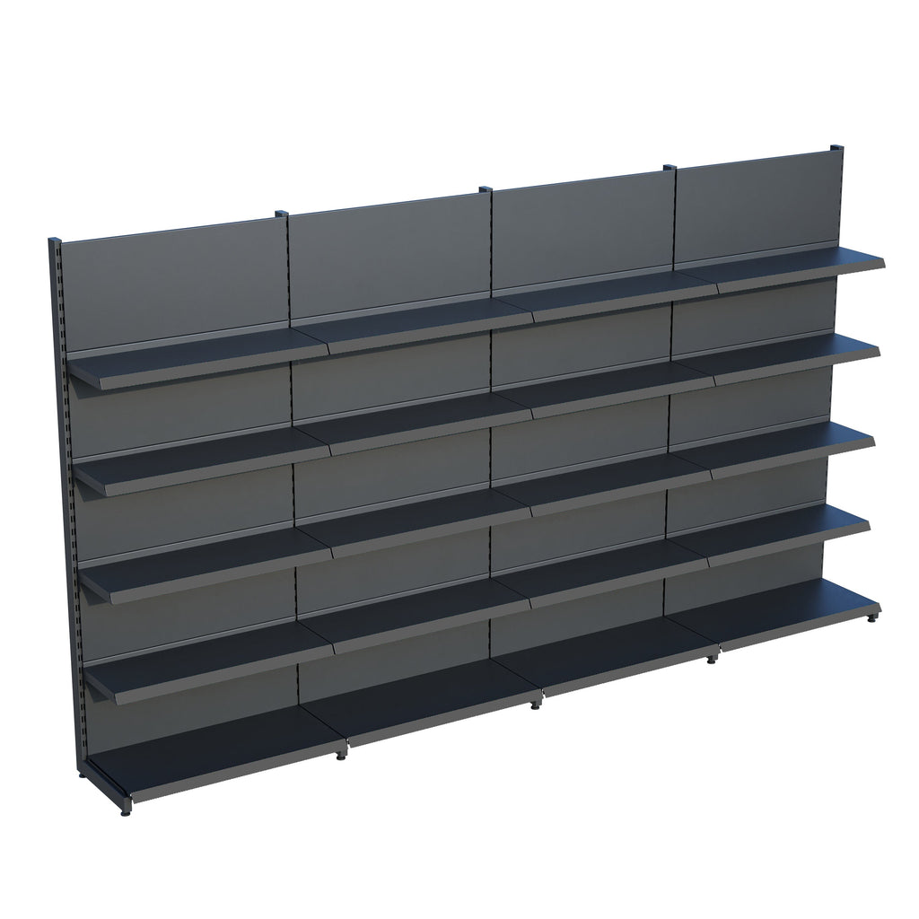 Antrasit Market Petshop Kırtasiye Rafı Duvar Ünitesi D30CMxG280CMxH220CM Antrasit Market Raf Sistemi