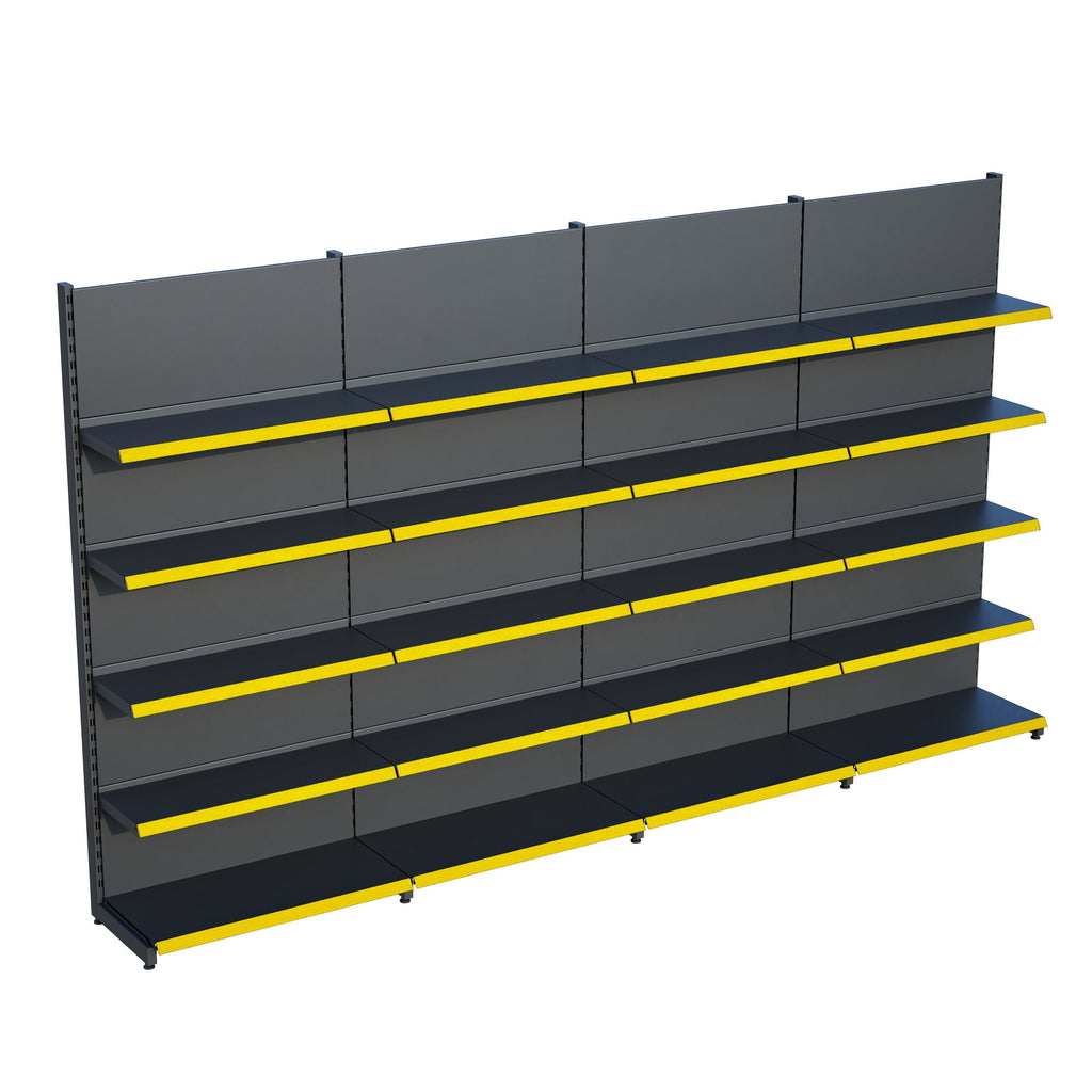 Antrasit Market Petshop Kırtasiye Rafı Duvar Ünitesi D30CMxG320CMxH220CM Antrasit Market Raf Sistemi