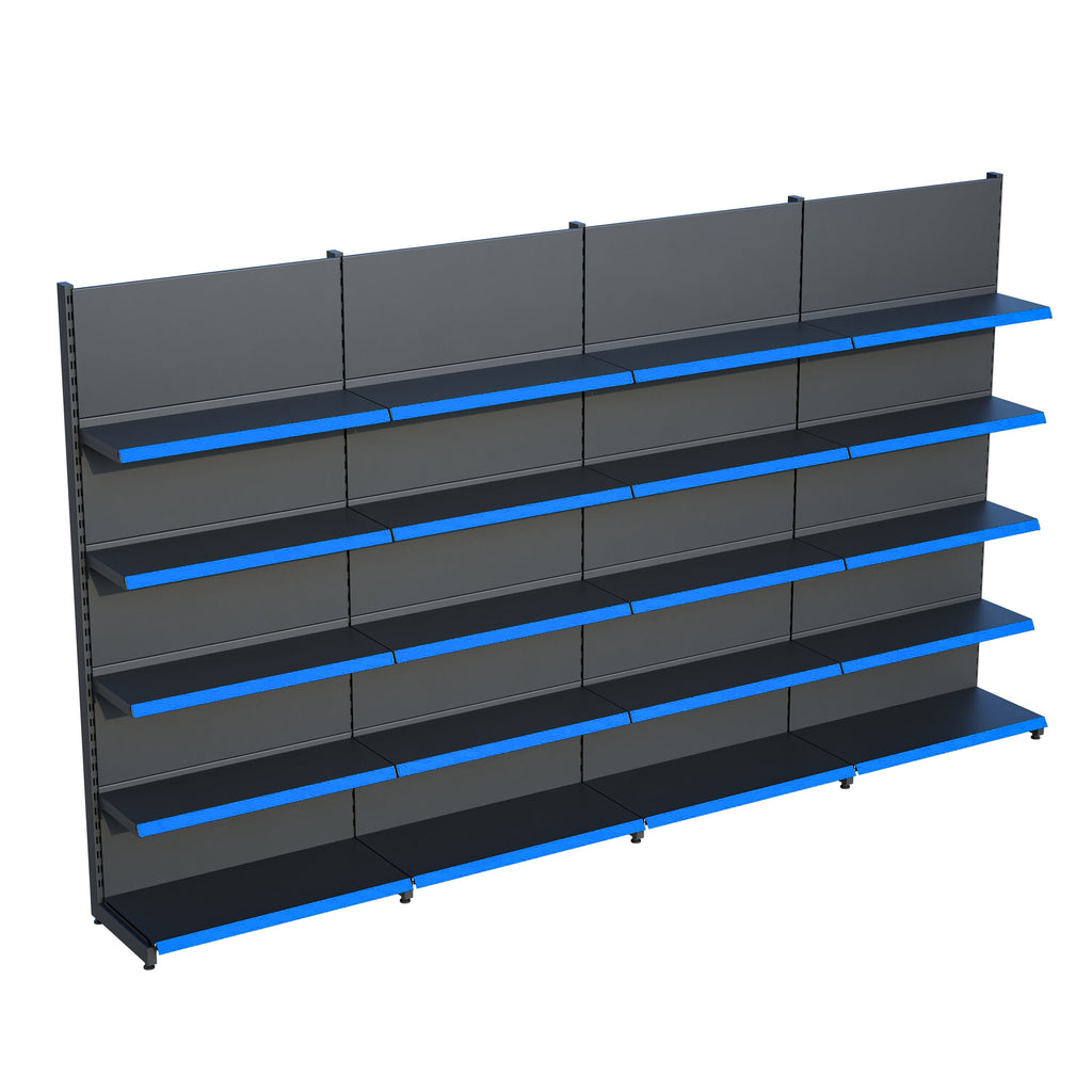 Antrasit Market Petshop Kırtasiye Rafı Duvar Ünitesi D30CMxG320CMxH220CM Antrasit Market Raf Sistemi