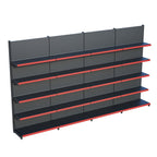 Antrasit Market Petshop Kırtasiye Rafı Duvar Ünitesi D30CMxG400CMxH220CM Antrasit Market Raf Sistemi