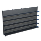 Antrasit Market Petshop Kırtasiye Rafı Duvar Ünitesi D30CMxG400CMxH220CM Antrasit Market Raf Sistemi