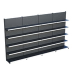 Antrasit Market Petshop Kırtasiye Rafı Duvar Ünitesi D30CMxG400CMxH220CM Antrasit Market Raf Sistemi