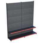 Antrasit Market Petshop Kırtasiye Rafı Hırdavat Rafı D30CMxG120CMxH220CM Antrasit Delikli Pano + Kancalı Raf