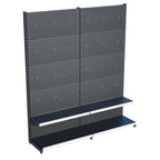 Antrasit Market Petshop Kırtasiye Rafı Hırdavat Rafı D30CMxG120CMxH220CM Antrasit Delikli Pano + Kancalı Raf