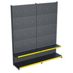 Antrasit Market Petshop Kırtasiye Rafı Hırdavat Rafı D30CMxG140CMxH220CM Antrasit Delikli Pano + Kancalı Raf