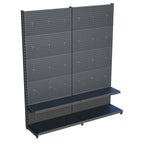 Antrasit Market Petshop Kırtasiye Rafı Hırdavat Rafı D30CMxG140CMxH220CM Antrasit Delikli Pano + Kancalı Raf