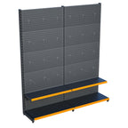 Antrasit Market Petshop Kırtasiye Rafı Hırdavat Rafı D30CMxG160CMxH220CM Antrasit Delikli Pano + Kancalı Raf