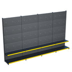 Antrasit Market Petshop Kırtasiye Rafı Hırdavat Rafı D30CMxG280CMxH220CM Antrasit Delikli Pano + Kancalı Raf