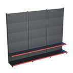 Antrasit Market Petshop Kırtasiye Rafı Hırdavat Rafı D30CMxG300CMxH220CM Antrasit Delikli Pano + Kancalı Raf