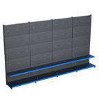 Antrasit Market Petshop Kırtasiye Rafı Hırdavat Rafı D30CMxG320CMxH220CM Antrasit Delikli Pano + Kancalı Raf