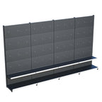 Antrasit Market Petshop Kırtasiye Rafı Hırdavat Rafı D30CMxG320CMxH220CM Antrasit Delikli Pano + Kancalı Raf