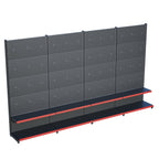 Antrasit Market Petshop Kırtasiye Rafı Hırdavat Rafı D30CMxG400CMxH220CM Antrasit Delikli Pano + Kancalı Raf