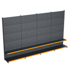 Antrasit Market Petshop Kırtasiye Rafı Hırdavat Rafı D30CMxG400CMxH220CM Antrasit Delikli Pano + Kancalı Raf