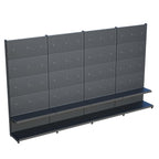 Antrasit Market Petshop Kırtasiye Rafı Hırdavat Rafı D30CMxG400CMxH220CM Antrasit Delikli Pano + Kancalı Raf