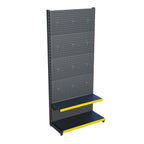 Antrasit Market Petshop Kırtasiye Rafı Hırdavat Rafı D30CMxG60CMxH220CM Antrasit Delikli Pano + Kancalı Raf