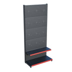 Antrasit Market Petshop Kırtasiye Rafı Hırdavat Rafı D30CMxG60CMxH220CM Antrasit Delikli Pano + Kancalı Raf