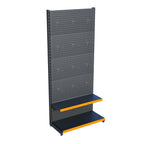 Antrasit Market Petshop Kırtasiye Rafı Hırdavat Rafı D30CMxG60CMxH220CM Antrasit Delikli Pano + Kancalı Raf