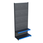 Antrasit Market Petshop Kırtasiye Rafı Hırdavat Rafı D30CMxG80CMxH220CM Antrasit Delikli Pano + Kancalı Raf