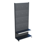 Antrasit Market Petshop Kırtasiye Rafı Hırdavat Rafı D30CMxG80CMxH220CM Antrasit Delikli Pano + Kancalı Raf