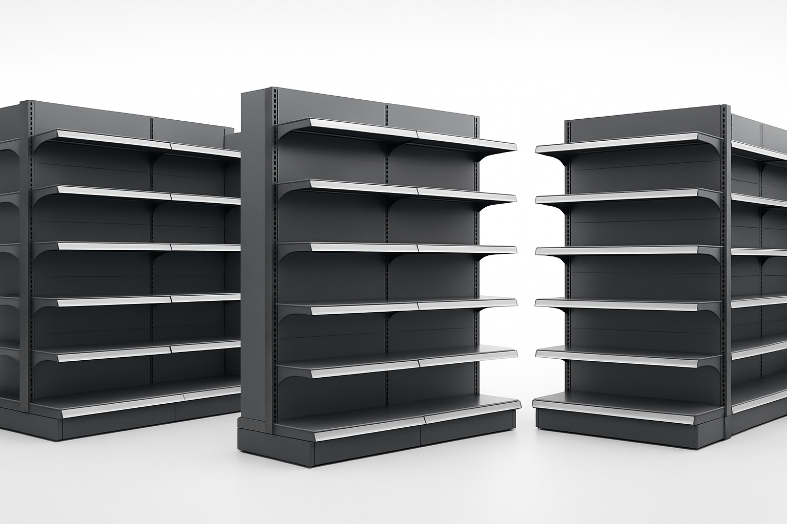 beyaz arka planda market rafları banner görseli oluştur