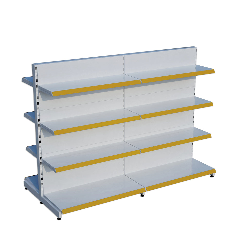 Beyaz Çift Yönlü Orta Reyon Market RafıD30CMxG140CMxH140CM