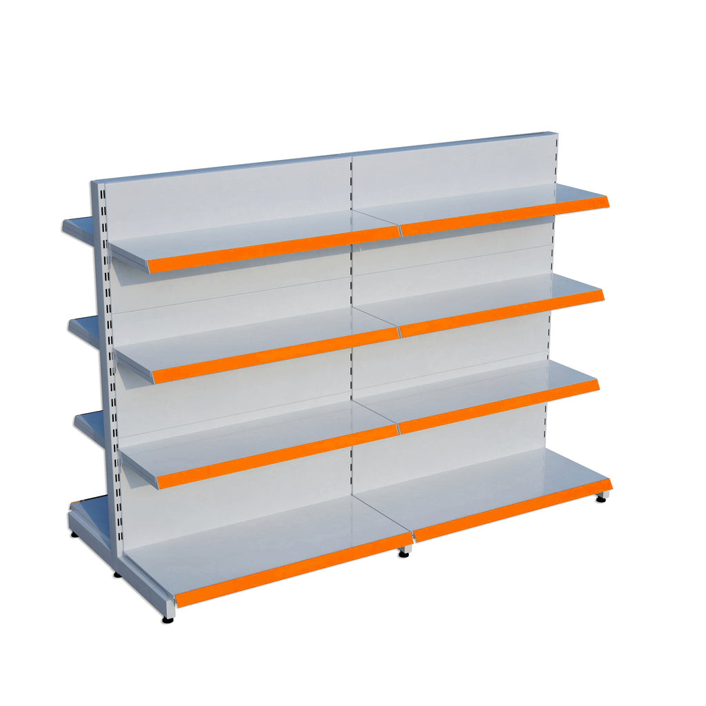 Beyaz Çift Yönlü Orta Reyon Market RafıD30CMxG140CMxH140CM