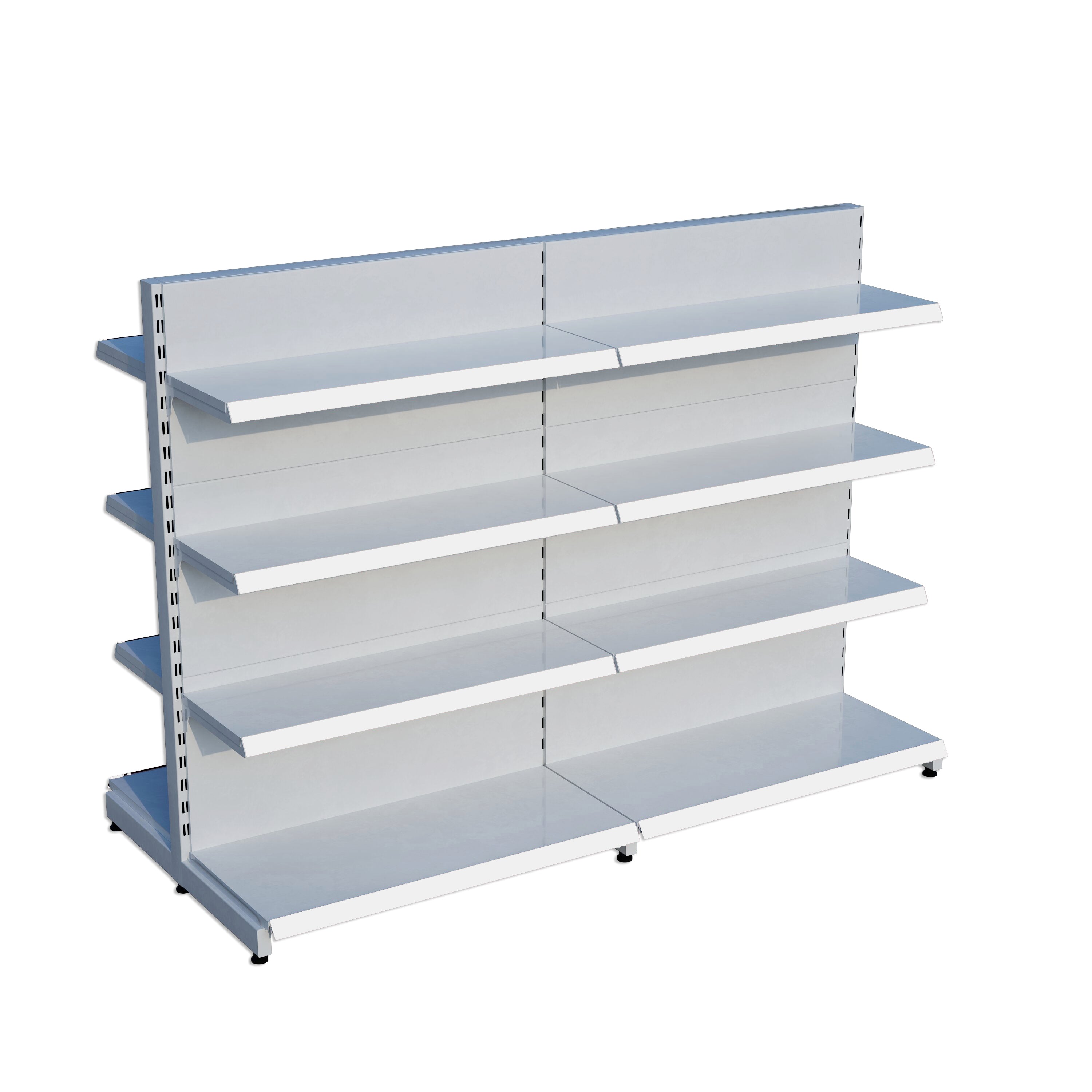 Beyaz Çift Yönlü Orta Reyon Market RafıD30CMxG160CMxH140CM