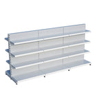 Beyaz Çift Yönlü Orta Reyon Market RafıD30CMxG300CMxH140CM