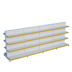 Beyaz Çift Yönlü Orta Reyon Market RafıD30CMxG400CMxH140CM