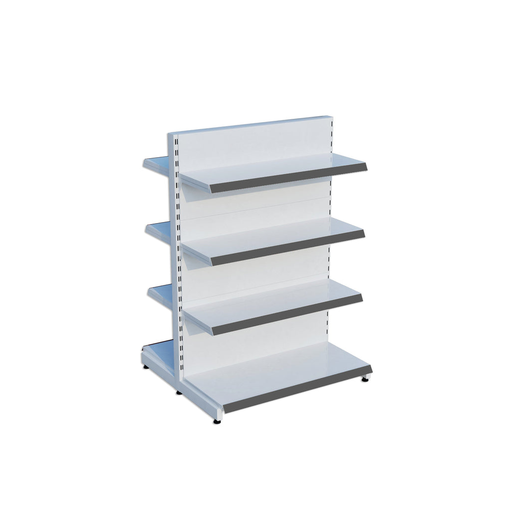 Beyaz Çift Yönlü Orta Reyon Market Rafıı D30CMxG100CMxH140CM